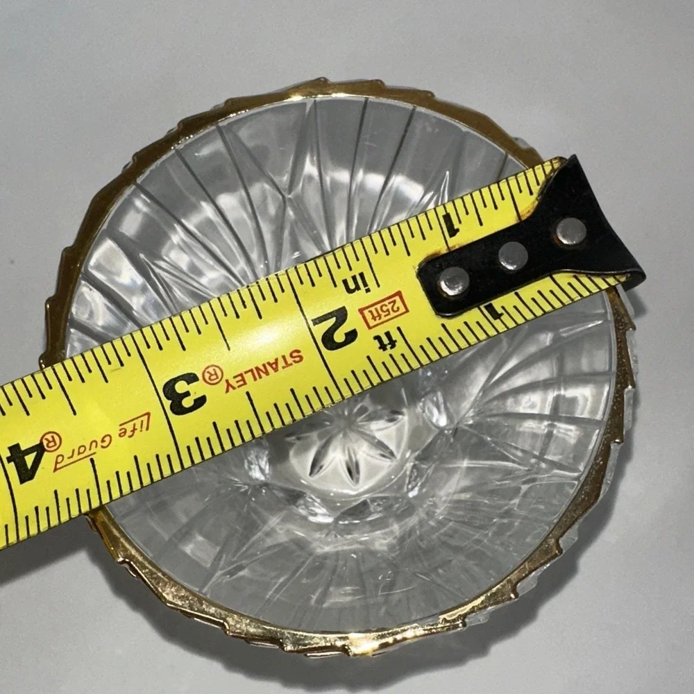 Vintage Cut Crystal Bowl Gold 4